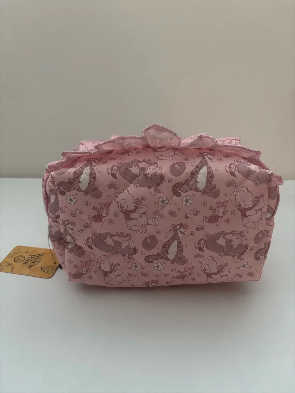 Disney Winnie The Pooh Spring Quilted Ruffle Makeup Bag Zip Closure